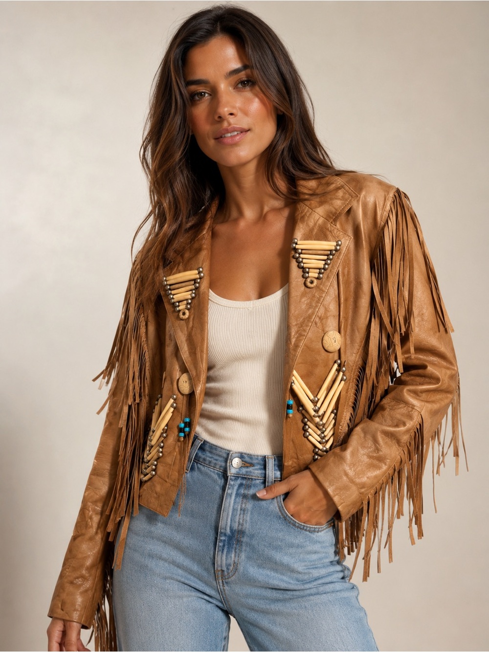 kobler leather western fringe jacket
